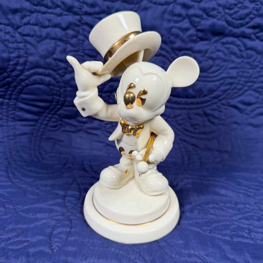 Lenox Disney Showcase Gentleman Mickey Mouse Figurine Ivory Gold Accents 791